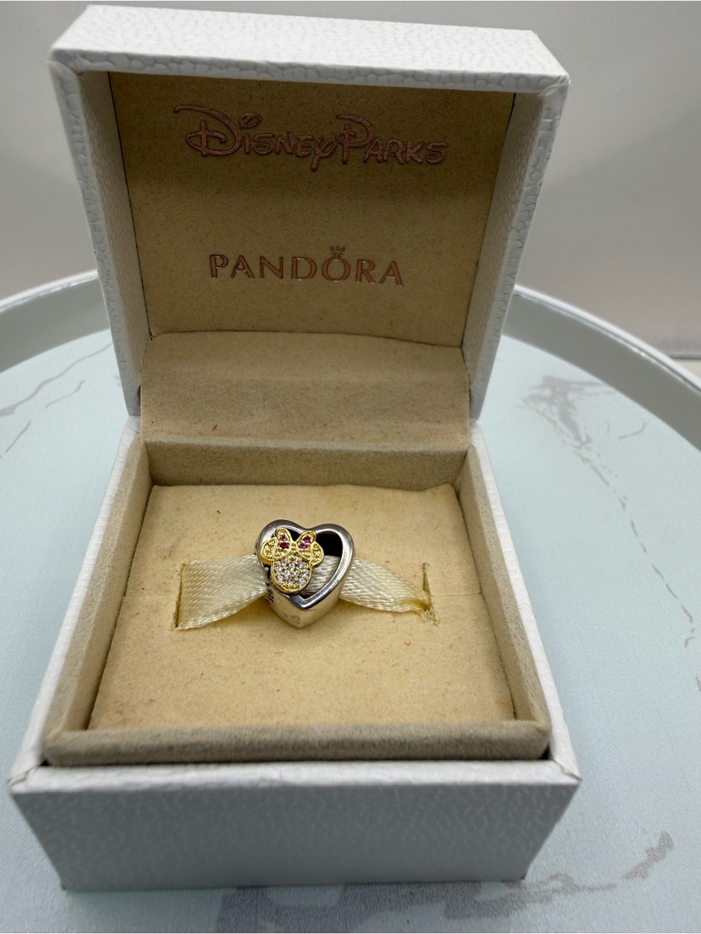 Pandora Disney Parks Two Tone Reversible M&M CZ Icons Charm - Box Inc